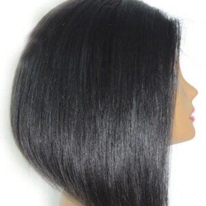 Natural black straight synthetic wig